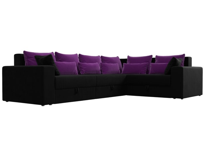 Угловой диван-кровать Мэдисон Long черно-фиолетового цвета правый угол - лучшие Угловые диваны в INMYROOM
