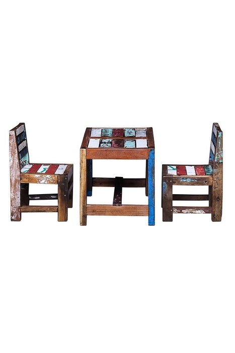 Детский комплект Маша и медведь из массива древесины старого рыбацкого судна - купить Детские столы по цене 34400.0