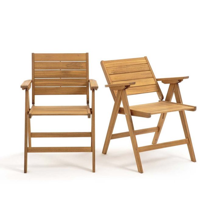 Комплект из двух складных кресел Réalto из акации бежевого цвета - купить Садовые кресла по цене 17793.0
