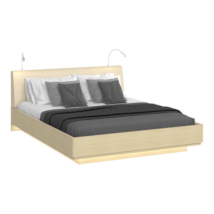 Кровать Элеонора 180х200 бежевого цвета с двумя светильниками - купить Кровати для спальни по цене 136020.0