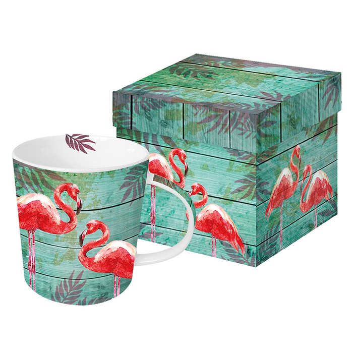 Кружка в подарочной коробке summer flamingos из фарфора