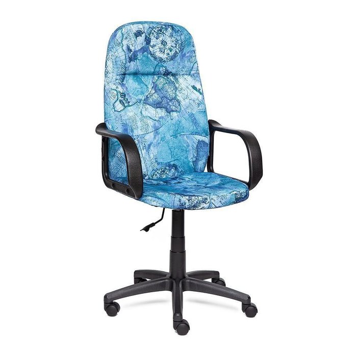 Кресло офисное Leader голубого цвета с принтом