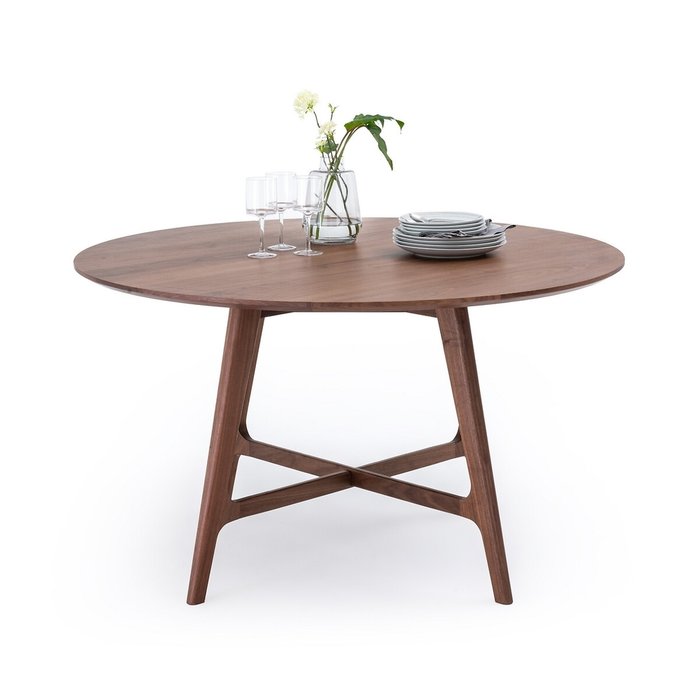 Стол обеденный круглый Larsen коричневого цвета - лучшие Обеденные столы в INMYROOM