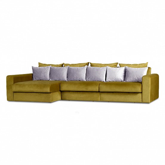Угловой диван-кровать Мэдисон Лувр оливкового цвета большой