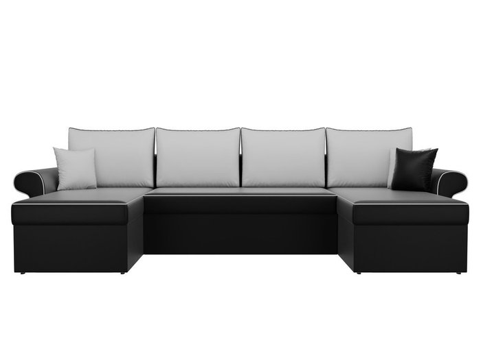 Угловой диван-кровать Милфорд бело-черного цвета (экокожа) - купить Угловые диваны по цене 73990.0