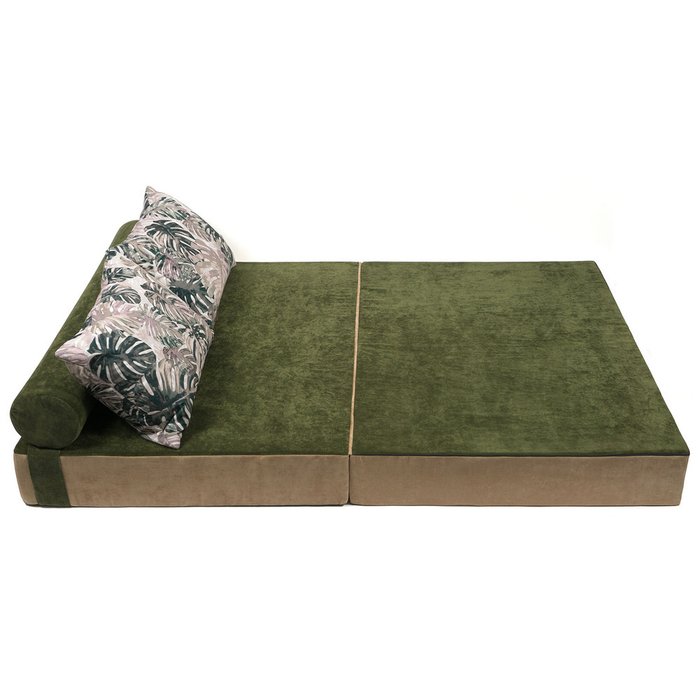 Бескаркасный диван-кровать Duble бежево-зеленого цвета - купить Бескаркасная мебель по цене 20990.0