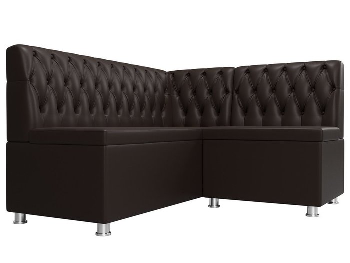 Кухонный угловой диван Мирта коричневого цвета (экокожа) правый угол - лучшие Угловые диваны в INMYROOM