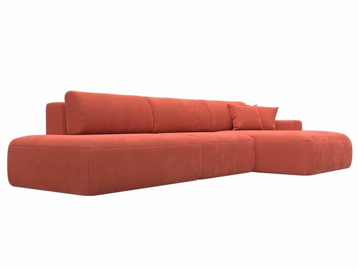 Угловой диван-кровать Лига 036 Модерн Лонг кораллового цвета правый угол - лучшие Угловые диваны в INMYROOM