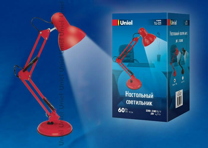 Настольная лампа TLI-221 Red E27 (металл, цвет красный) - купить Рабочие лампы по цене 1358.0