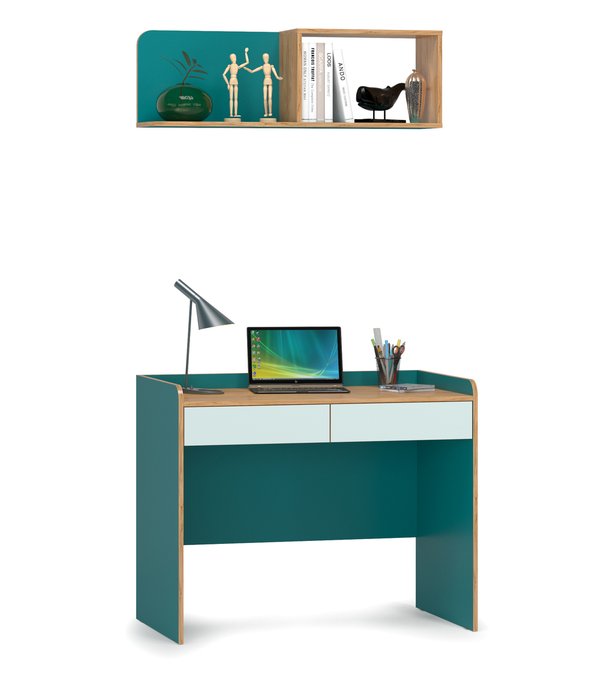 Стол письменный с полкой Гудвин зеленого цвета - купить Письменные столы по цене 9662.0
