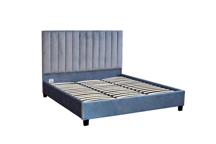 Кровать двуспальная из велюра велюра серебристо-серого цвета 180х200 - купить Кровати для спальни по цене 80400.0
