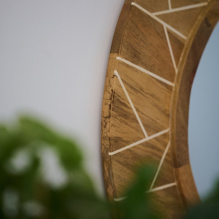 Настенное зеркало в деревянной раме диаметр 80 коричневого цвета - лучшие Настенные зеркала в INMYROOM