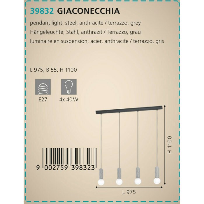 Подвесная люстра Giaconecchia черного цвета - купить Подвесные люстры по цене 15390.0