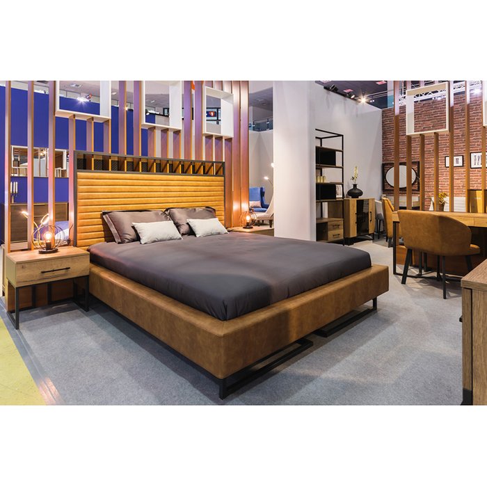 Кровать Loft Grace 160х200 светло-коричневого цвета - купить Кровати для спальни по цене 62600.0