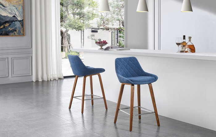 Стул полубарный Joan синего цвета - купить Барные стулья по цене 9117.0