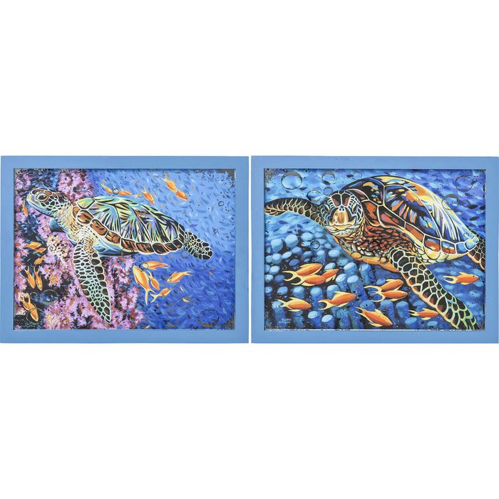 Картина Sea Turtle 58х76 голубого цвета