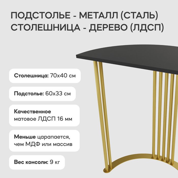 Стол консольный Violur черного-золотого цвета - купить Консоли по цене 14900.0