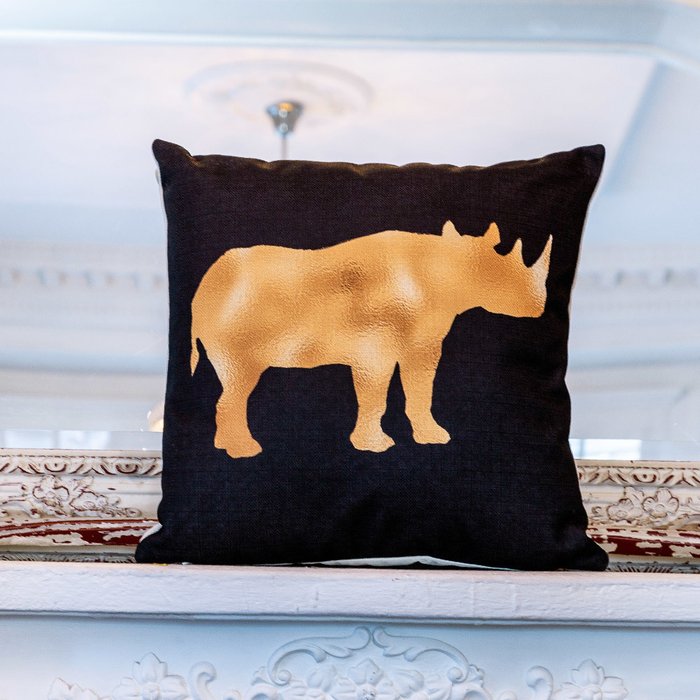 Интерьерная подушка Золотой носорог 45х45 - купить Декоративные подушки по цене 2000.0