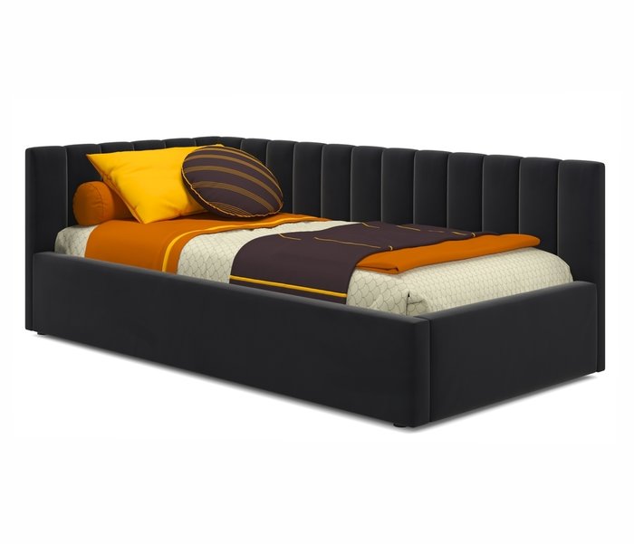Кровать с подъемным механизмом и матрасом Milena 90х200 черного цвета