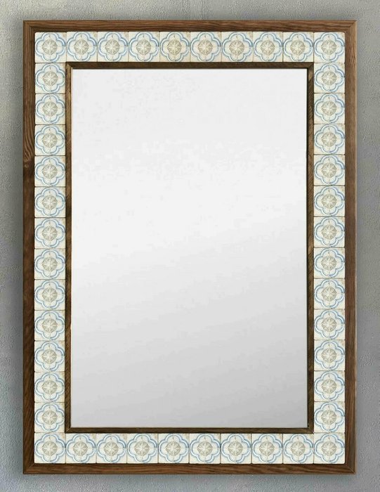 Настенное зеркало с каменной мозаикой 53x73 коричнево-бежевого цвета