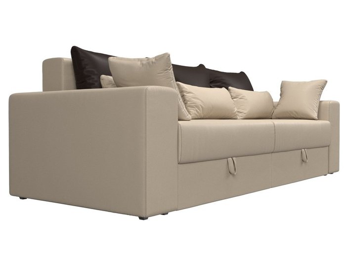 Прямой диван-кровать Мэдисон бежево-коричневого цвета (экокожа) - лучшие Прямые диваны в INMYROOM