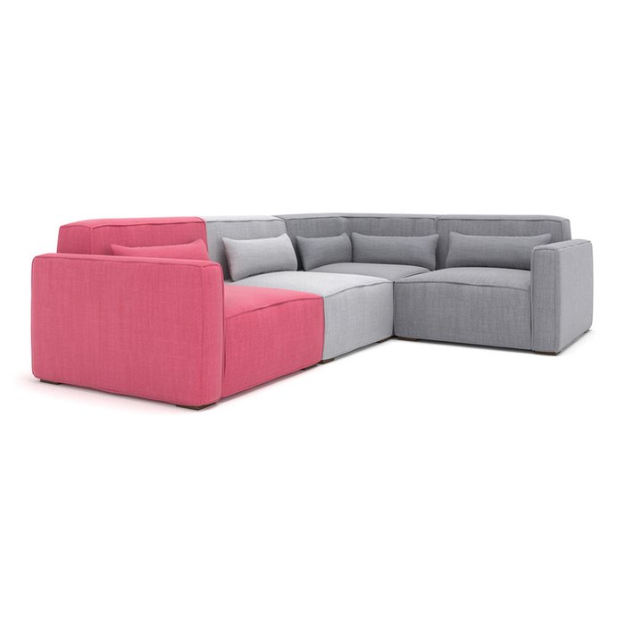 Модульный угловой диван Cubus серо-розового цвета