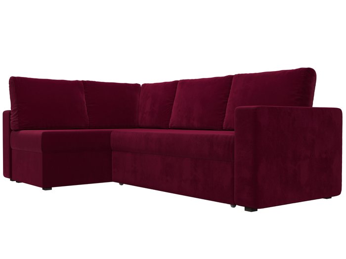Угловой диван-кровать Оливер бордового цвета левый угол - лучшие Угловые диваны в INMYROOM