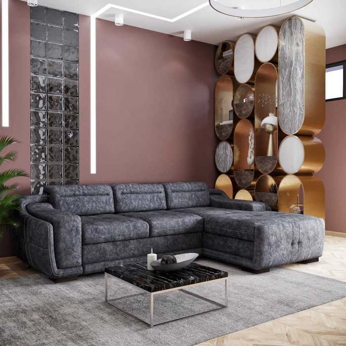 Угловой диван-кровать Пекин темно-серого цвета - купить Угловые диваны по цене 208872.0
