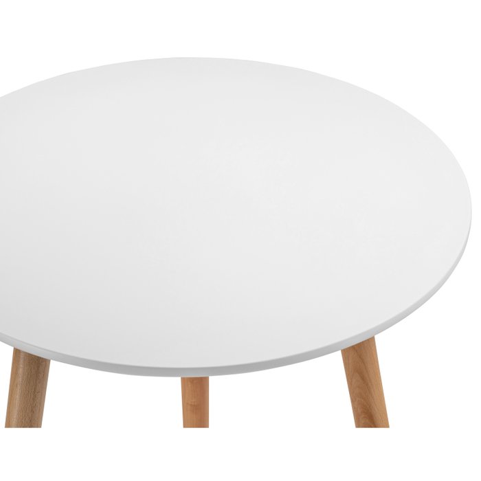 Обеденный стол Lorini белого цвета на деревянных ножках - лучшие Обеденные столы в INMYROOM