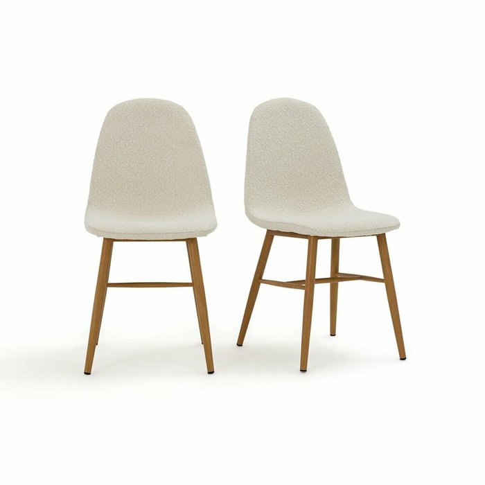 Комплект из двух стульев с обивкой из буклированной ткани Polina бежевого цвета