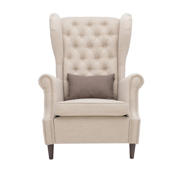 Кресло Винтаж бежевого цвета на деревянных ножках - купить Интерьерные кресла по цене 24999.0