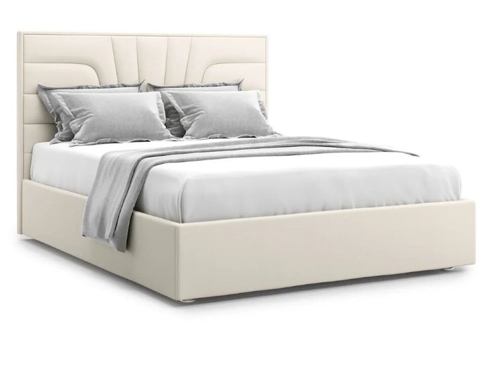 Кровать Premium Milana 160х200 молочного цвета с подъемным механизмом