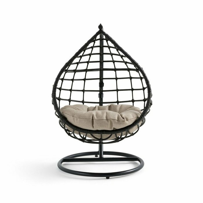 Лежанка-корзина для кошкисобаки из плетеного полимера Najary черного цвета - купить Мебель для домашних питомцев по цене 14800.0