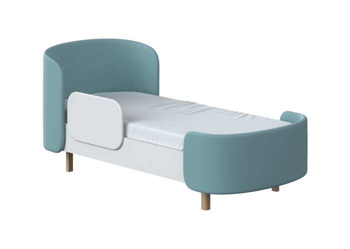 Кровать подростковая Kidi Soft 80х180 бело-бирюзового цвета - лучшие Одноярусные кроватки в INMYROOM