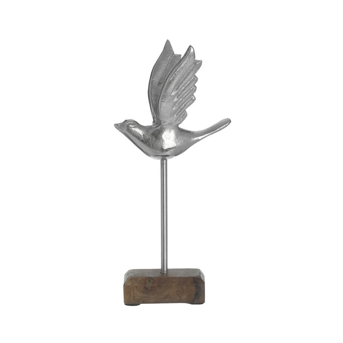 Декор настольный Птичка коричнево-серебряного цвета - купить Фигуры и статуэтки по цене 1880.0
