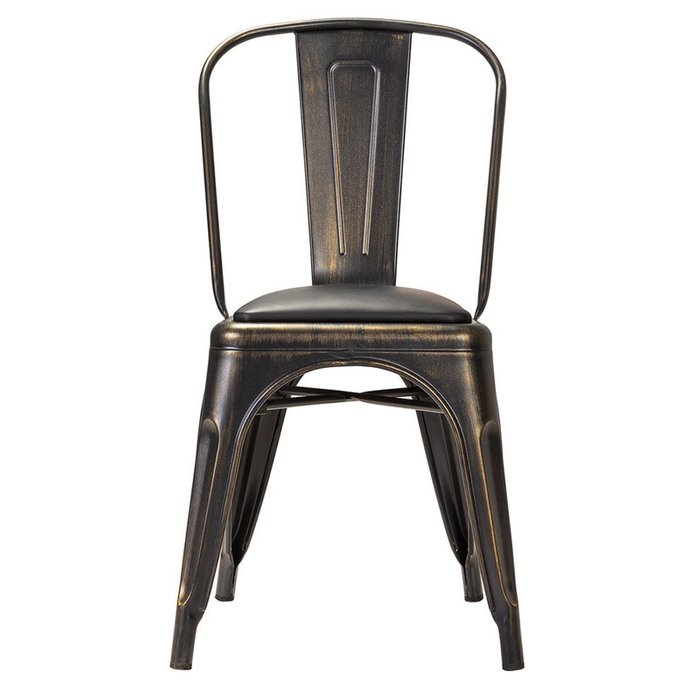 Стул Tolix Soft Винтаж с кожаным сидением  - купить Обеденные стулья по цене 5500.0