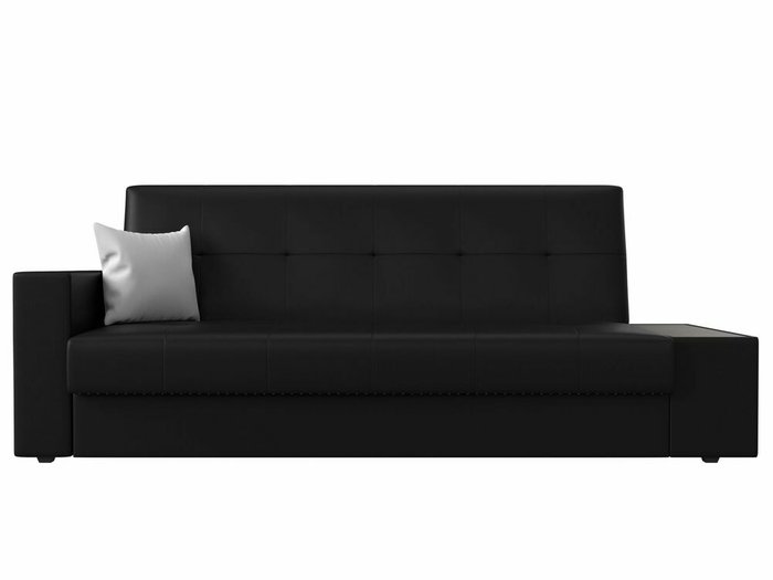 Диван-кровать Лига 020 черного цвета со столиком справа (экокожа) - купить Прямые диваны по цене 23999.0