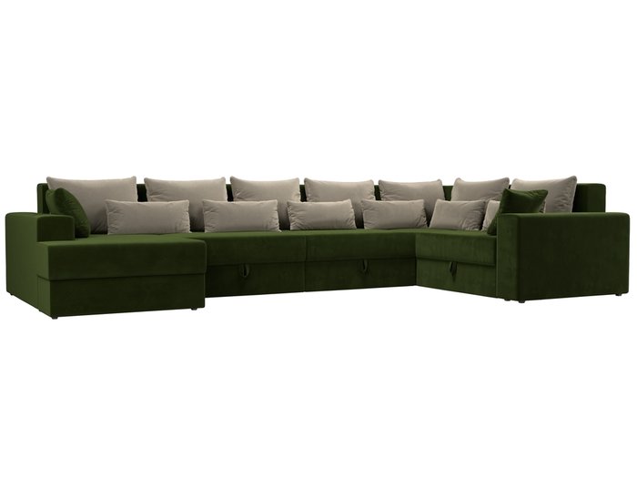 Угловой диван-кровать Мэдисон зелено-бежевого цвета