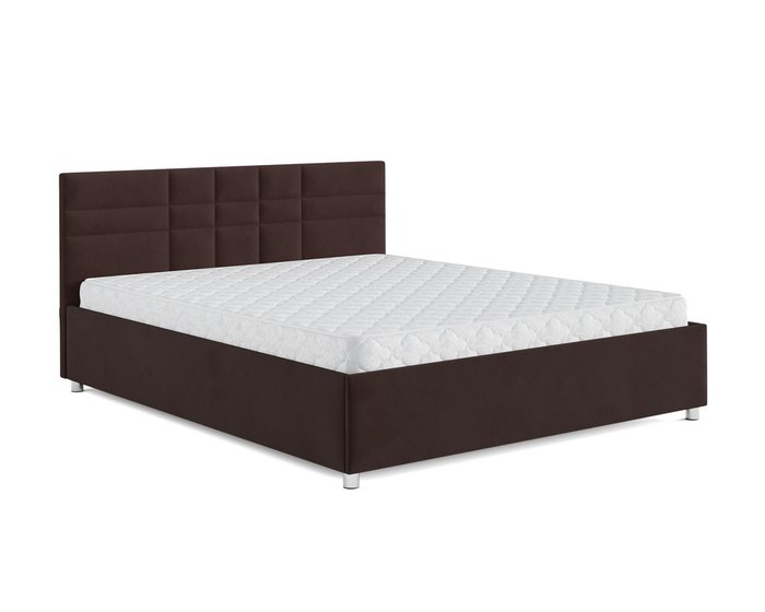 Кровать Нью-Йорк 140х190 темно-коричневого цвета с подъемным механизмом (велюр) - купить Кровати для спальни по цене 25390.0