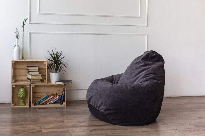 Кресло-мешок Груша 2XL темно-серого цвета  - лучшие Бескаркасная мебель в INMYROOM