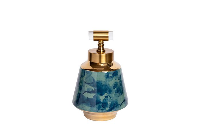 Керамическая ваза сине-бирюзовая с золотом