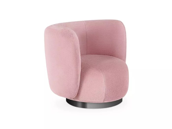 Кресло Lucca вращающееся розового  цвета с основанием черного цвета