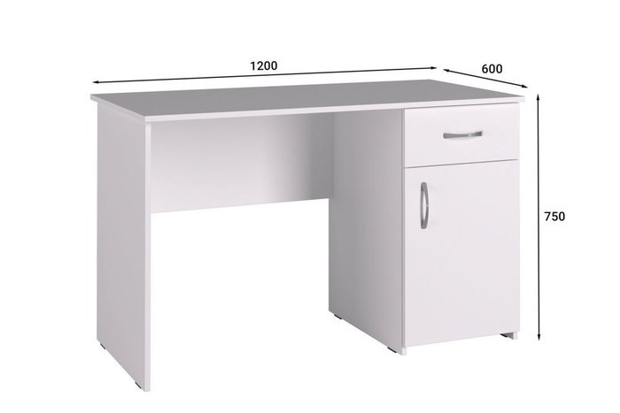 Стол письменный с тумбой и ящиком белого цвета - купить Письменные столы по цене 9191.0