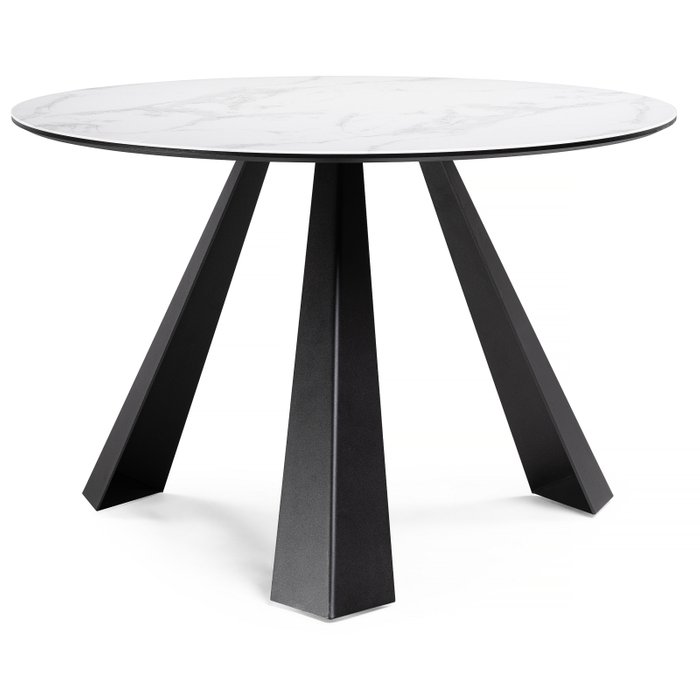 Обеденный стол Вернер белого цвета на черных ножках - купить Обеденные столы по цене 40290.0