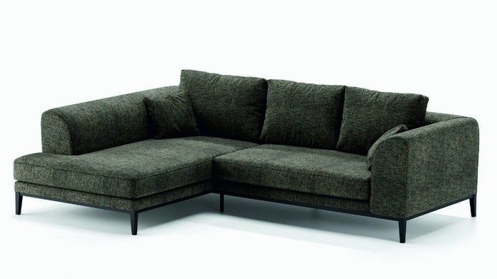Угловой диван с длинным подлокотником Nelly светло-серого цвета левый