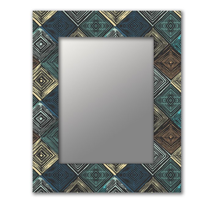 Настенное зеркало Ар Деко 50х65 синего цвета