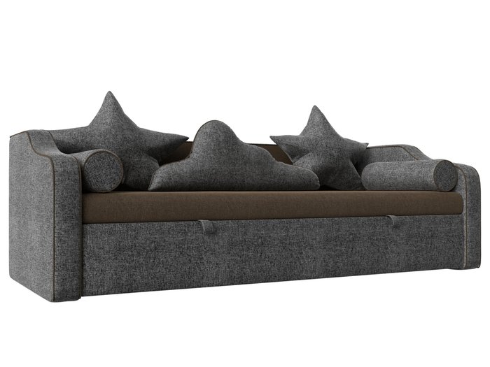 Прямой диван-кровать Рико серо-коричневого цвета