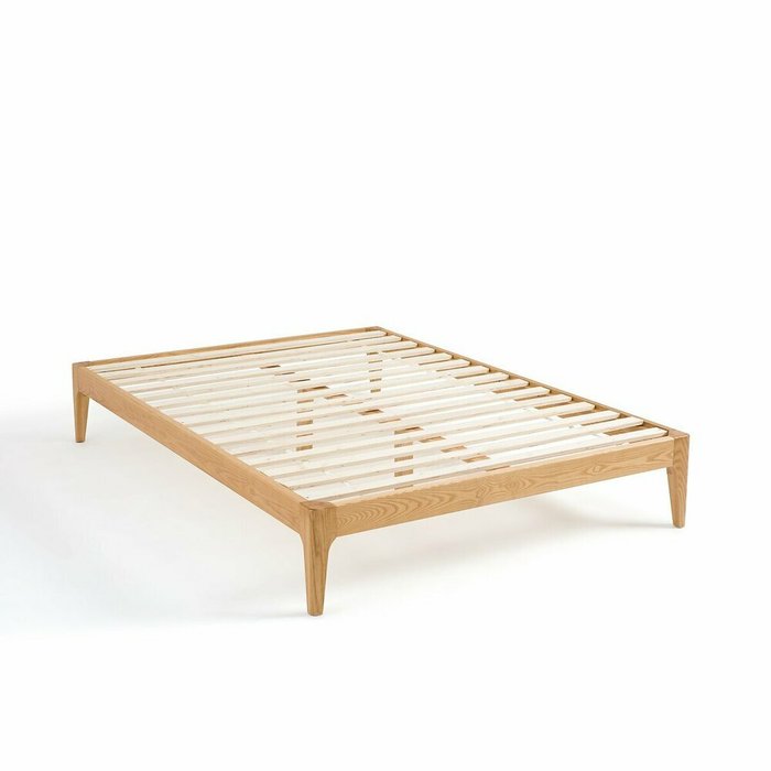 Кровать из массива ясеня с кроватным основанием Agura 160x200 бежевого цвета - лучшие Кровати для спальни в INMYROOM Кровать из массива ясеня с кроватным основанием Agura 160x200 бежевого цвета - лучшие Кровати для спальни в INMYROOM