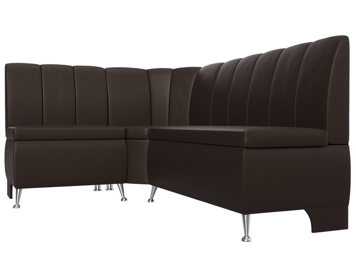 Кухонный угловой диван Кантри коричневого цвета (экокожа) левый угол - лучшие Угловые диваны в INMYROOM