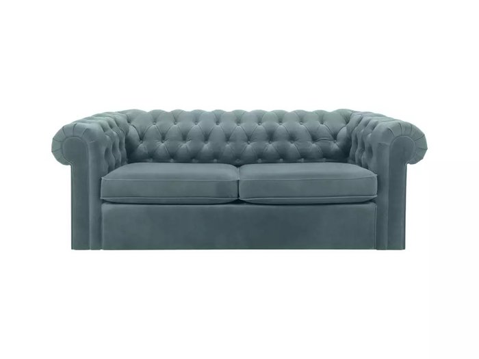 Диван Chesterfield серо-синего цвета